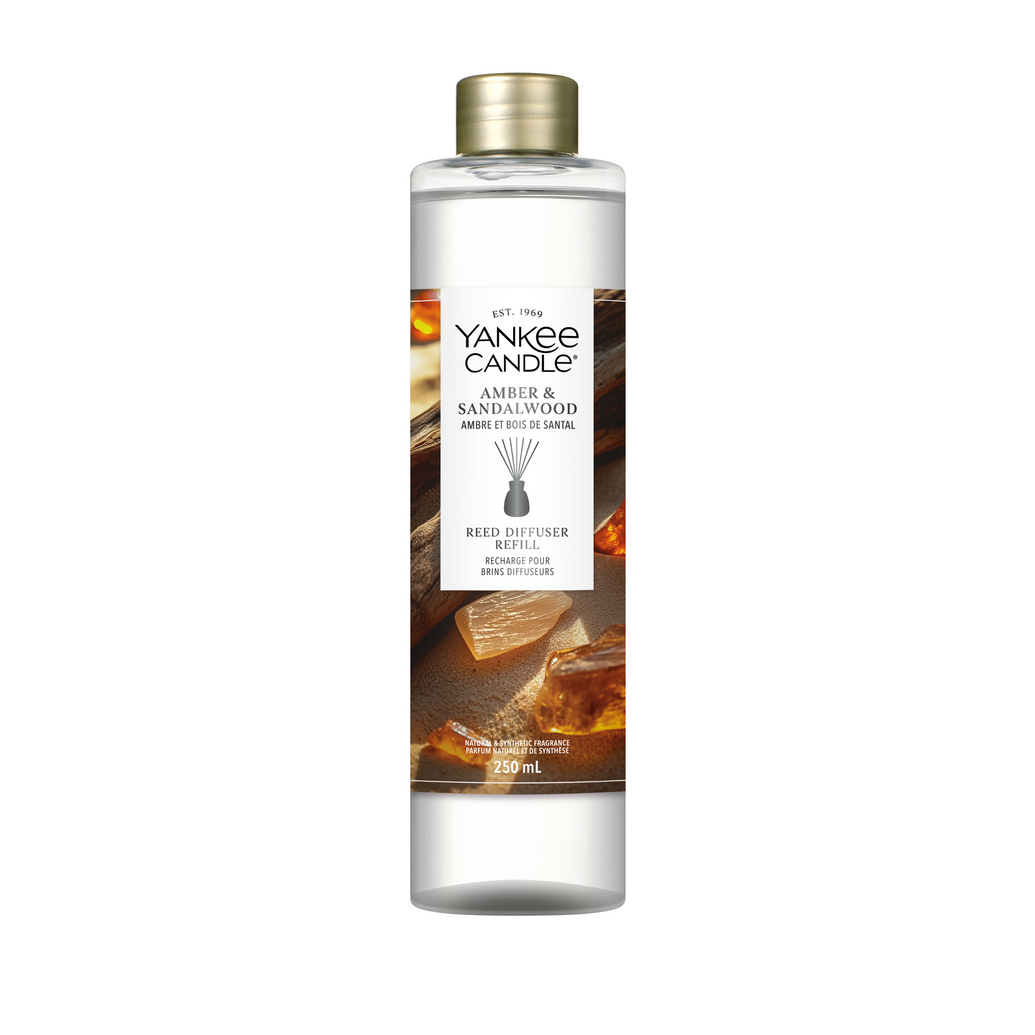 Amber & Sandalwood Navulling voor Geurstokjes 250 ml